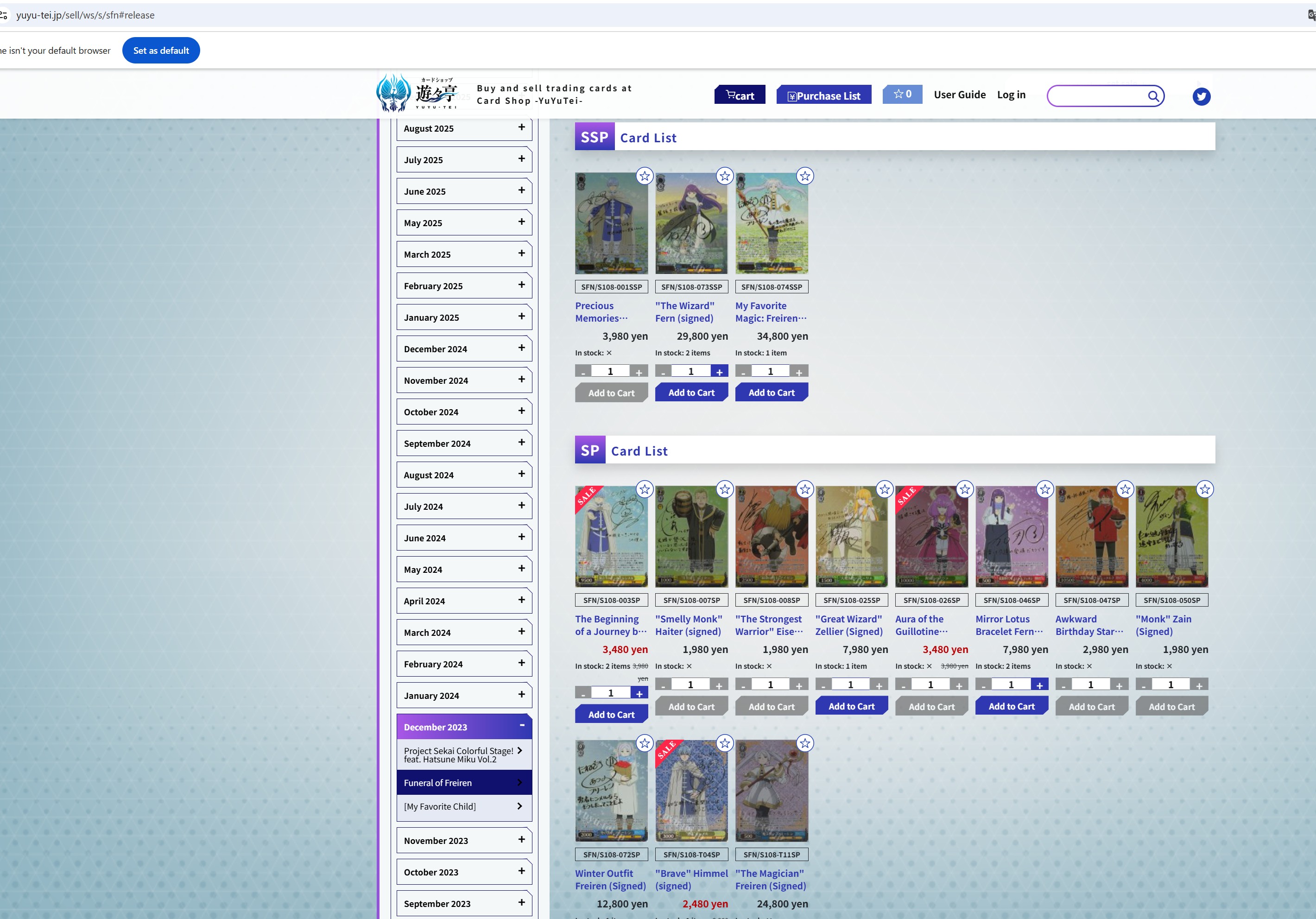 Frieren Singles Prices